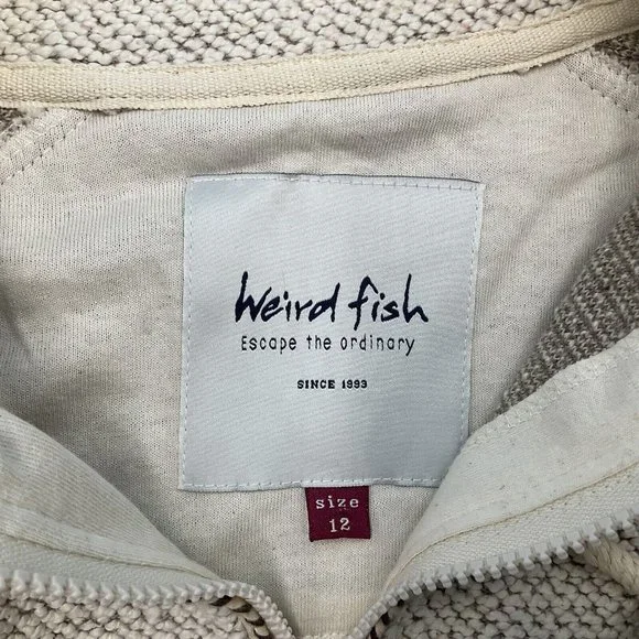 Weird Fish Macaroni Women’s Beige 1/4 Zip Pullover Top Jumper Size 12 - Picture 3 of 11